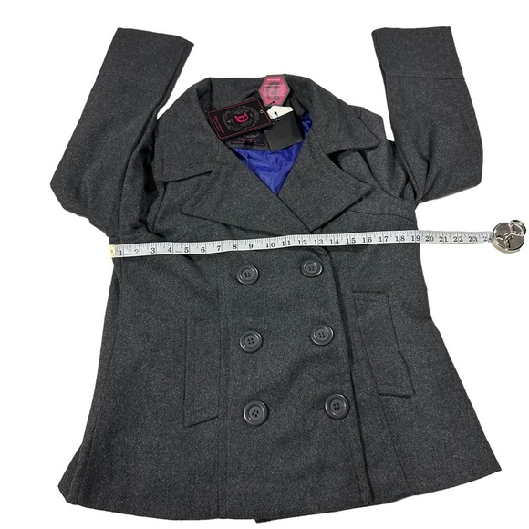 Dollhouse NYC Grey Double-Breasted 3 Button Pea Coat Jacket Sz L Pockets NWT - Picture 10 of 16